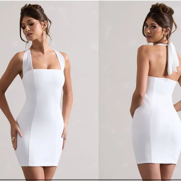 Soul White Bodycon Halter- Neck Mini Dress - Picture 1 of 4
